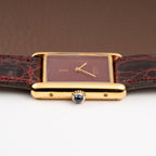 Cartier Tank Must de Vermeil Burgundy Red Dial GM from 1980s