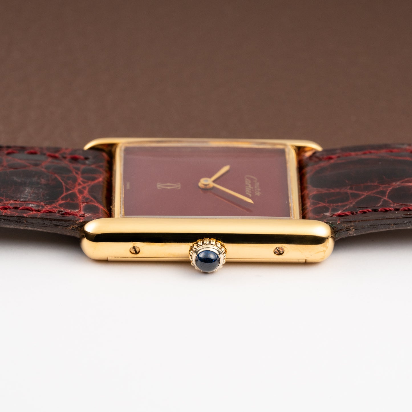 Cartier Tank Must de Vermeil Burgundy Red Dial GM from 1980s