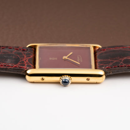 Cartier Tank Must de Vermeil Burgundy Red Dial GM from 1980s