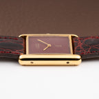 Cartier Tank Must de Vermeil Burgundy Red Dial GM from 1980s