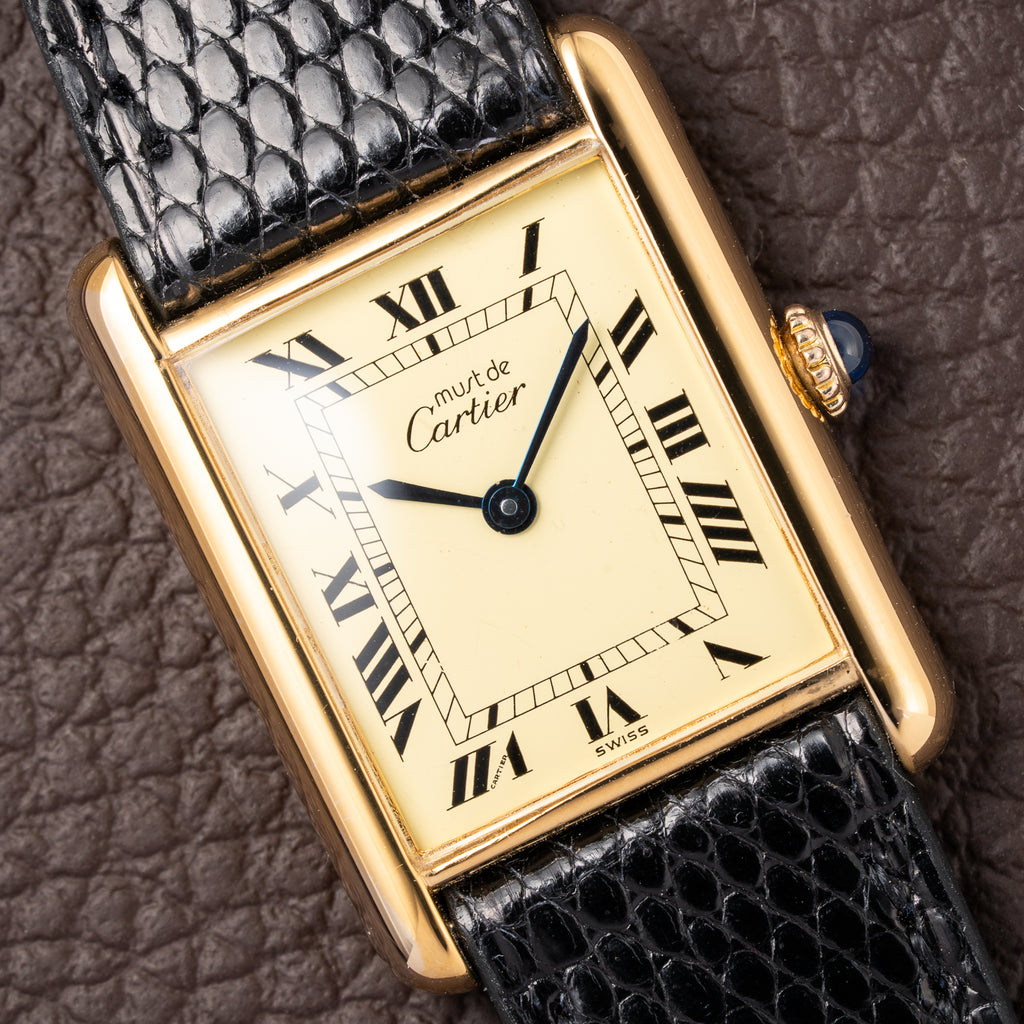 Cartier Tank Must de Vermeil Lemon Roman GM from 1980s