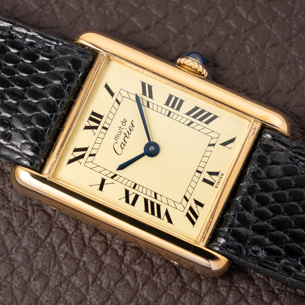 Cartier Tank Must de Vermeil Lemon Roman GM from 1980s