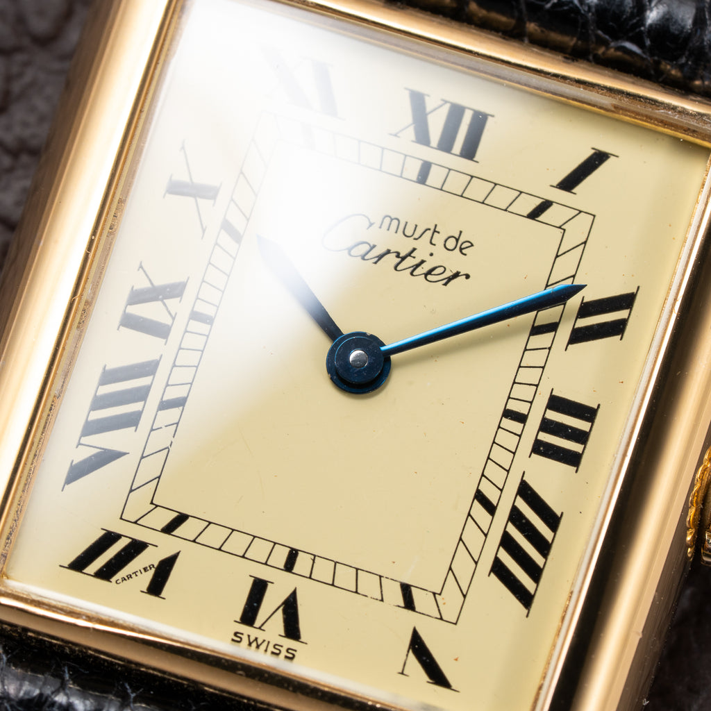 Cartier Tank Must de Vermeil Lemon Roman GM from 1980s