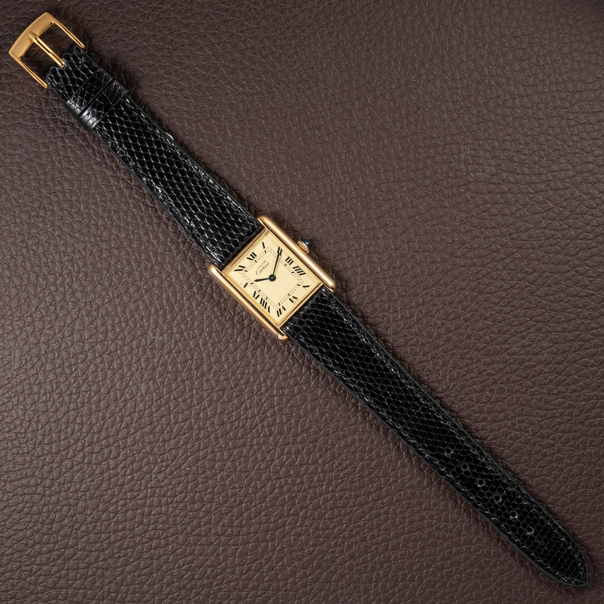 Cartier Tank Must de Vermeil Lemon Roman GM from 1980s