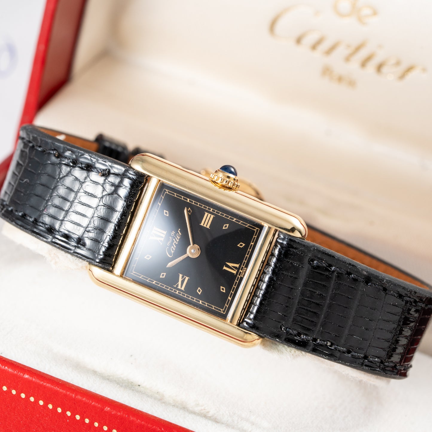 Cartier Must de Tank Vermeil Black Dial Full Set Ref 5057001 from 2003