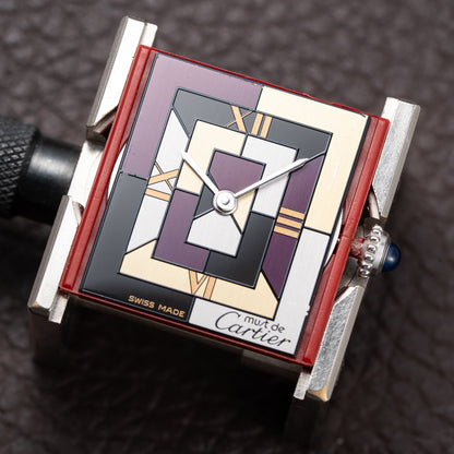 Cartier Tank Must de Rare Art Deco Purple Dial Full Set Ref. 690006 from 1990