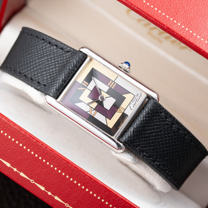 Cartier Tank Must de Rare Art Deco Purple Dial Full Set Ref. 690006 from 1990