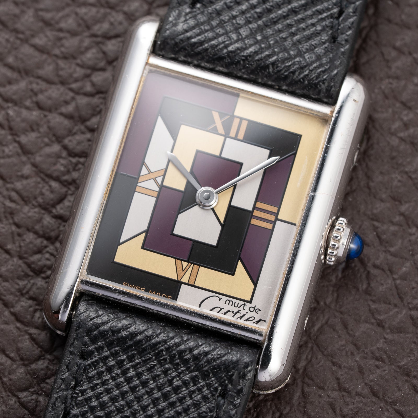 Cartier Tank Must de Rare Art Deco Purple Dial Full Set Ref. 690006 from 1990