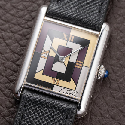 Cartier Tank Must de Rare Art Deco Purple Dial Full Set Ref. 690006 from 1990