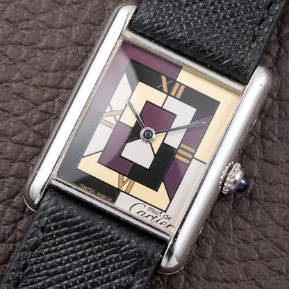 Cartier Tank Must de Rare Art Deco Purple Dial Full Set Ref. 690006 from 1990