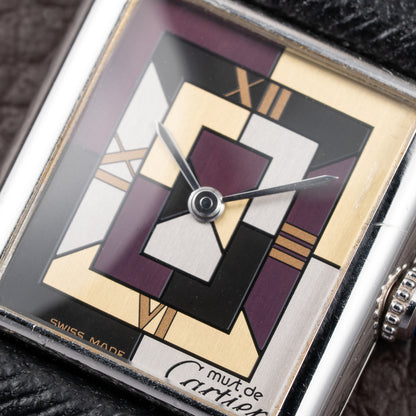 Cartier Tank Must de Rare Art Deco Purple Dial Full Set Ref. 690006 from 1990