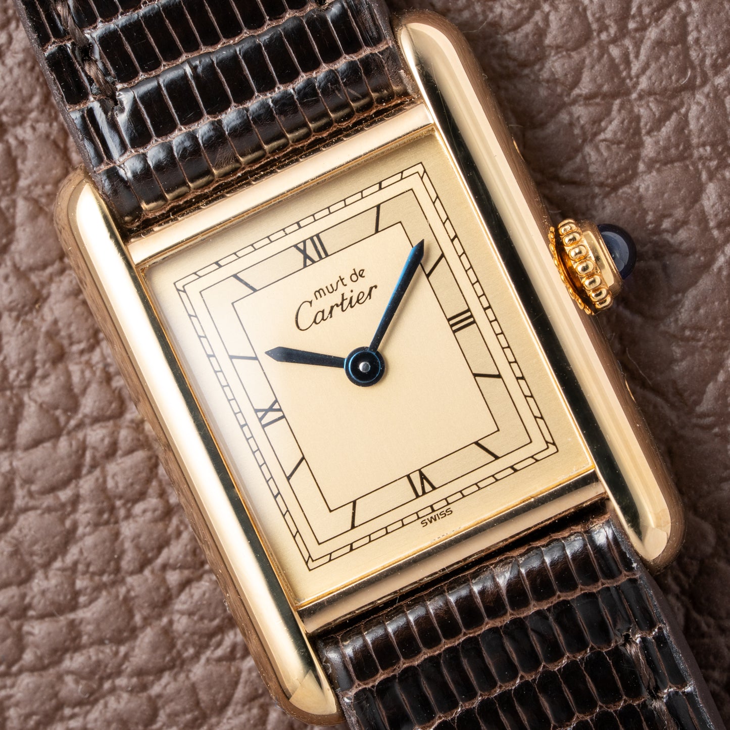 Cartier Must de Tank Vermeil Art Deco Roman Dial PM Reference 3 66001