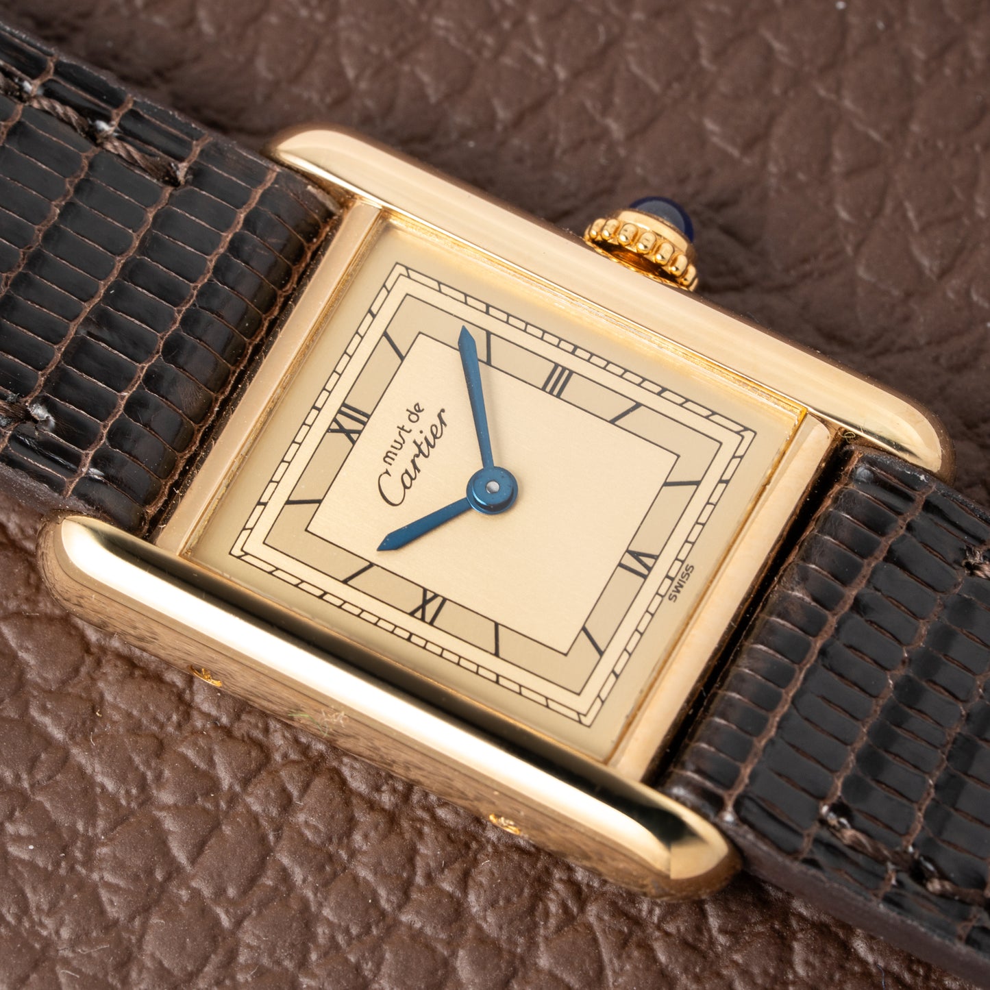 Cartier Must de Tank Vermeil Art Deco Roman Dial PM Reference 3 66001