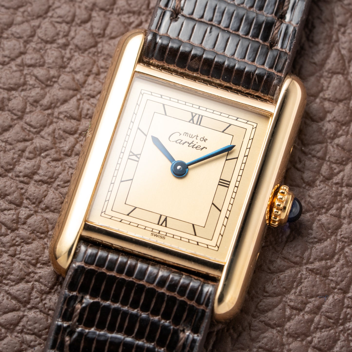 Cartier Must de Tank Vermeil Art Deco Roman Dial PM Reference 3 66001