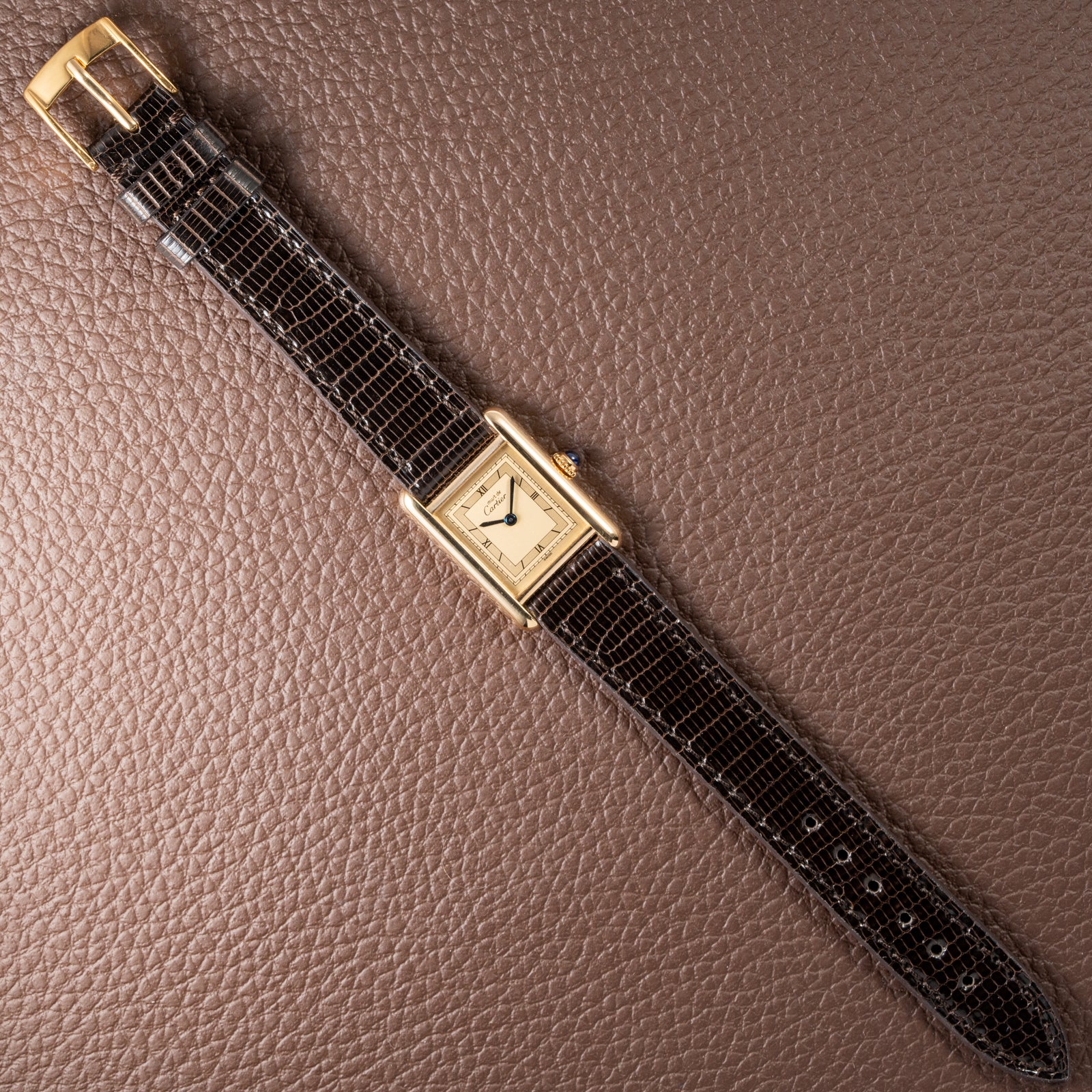 Cartier Must de Tank Vermeil Art Deco Roman Dial PM Reference 3 66001