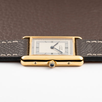 Cartier Tank Must de Vermeil Silver Art Deco Roman Dial GM Reference 6 81006