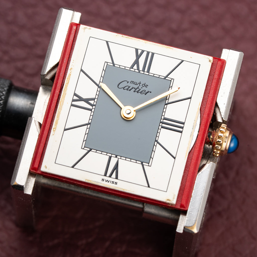 Cartier Must de Tank Vermeil Grey Art Deco Dial Full Set Box & Papers Ref. 590005 from 1998