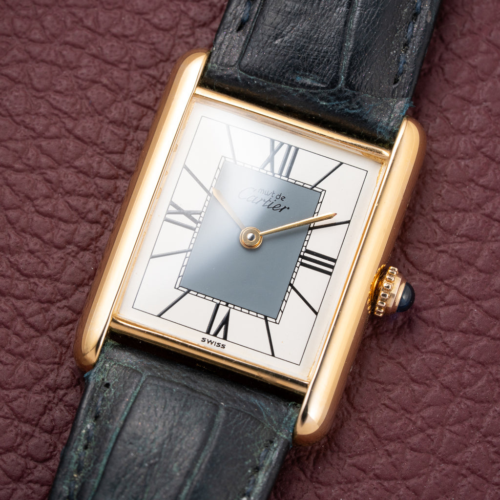 Cartier Must de Tank Vermeil Grey Art Deco Dial Full Set Box & Papers Ref. 590005 from 1998