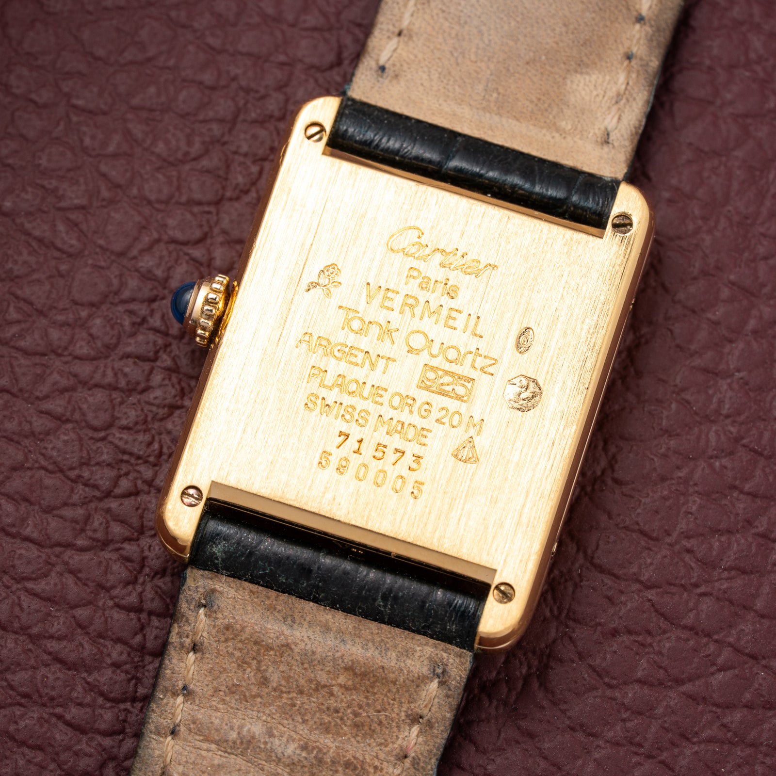 Cartier Must de Tank Vermeil Grey Art Deco Dial Full Set Box & Papers Ref. 590005 from 1998