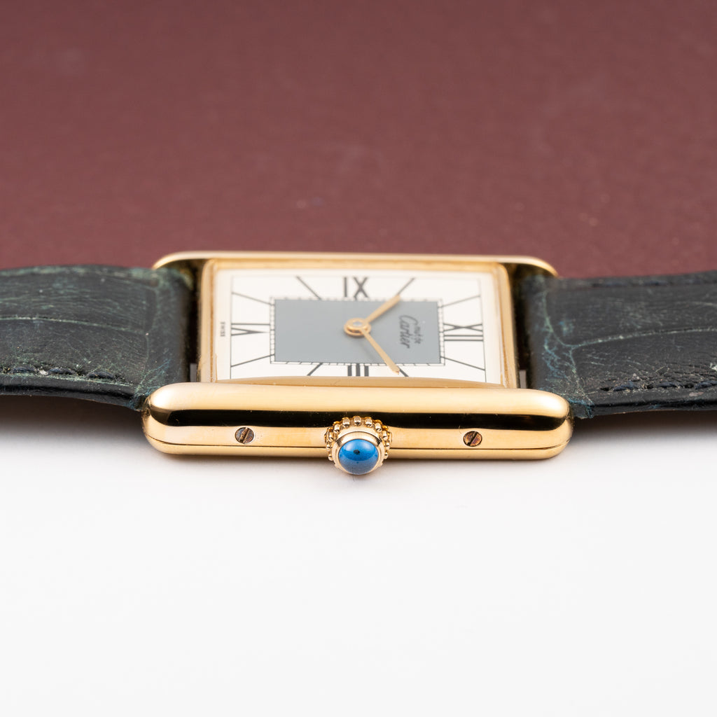 Cartier Must de Tank Vermeil Grey Art Deco Dial Full Set Box & Papers Ref. 590005 from 1998