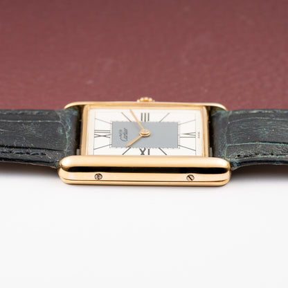 Cartier Must de Tank Vermeil Grey Art Deco Dial Full Set Box & Papers Ref. 590005 from 1998