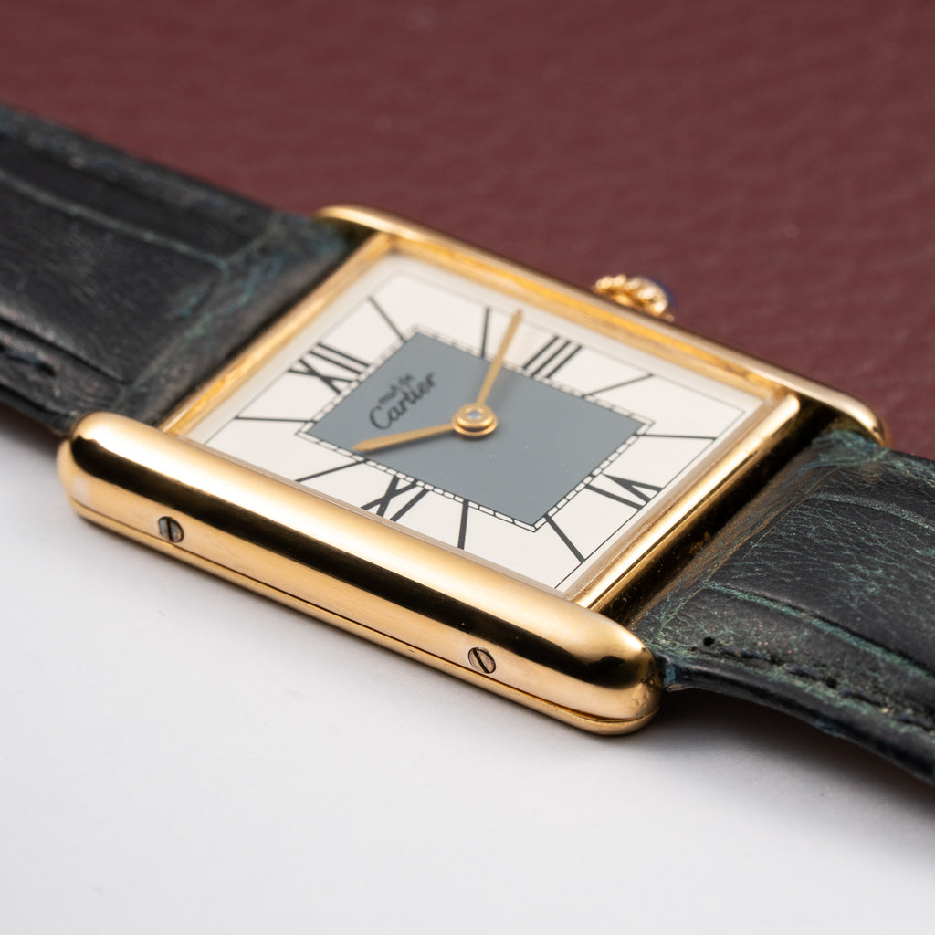 Cartier Must de Tank Vermeil Grey Art Deco Dial Full Set Box & Papers Ref. 590005 from 1998