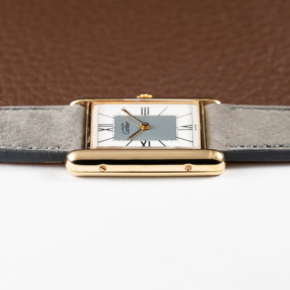 Cartier Must de Tank Vermeil Grey Art Deco Dial Reference 590005 from 1990s
