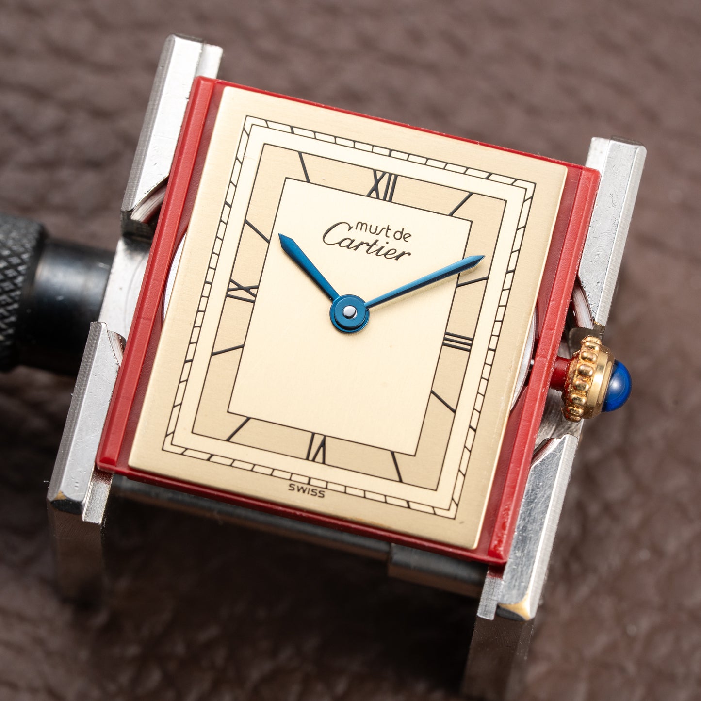 Cartier Tank Must de Art Deco Lemon Roman Dial Vermeil GM Ref. 6 81006 from 1990s