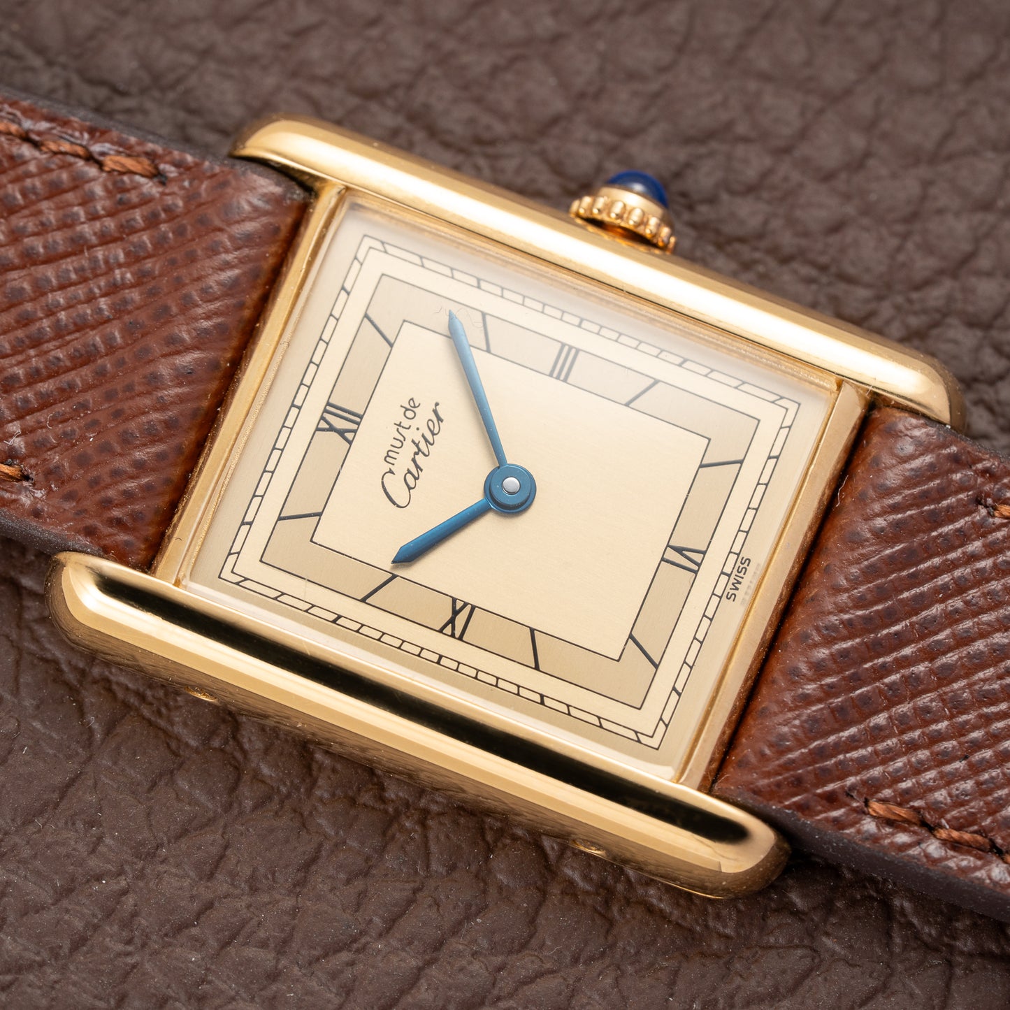 Cartier Tank Must de Art Deco Lemon Roman Dial Vermeil GM Ref. 6 81006 from 1990s