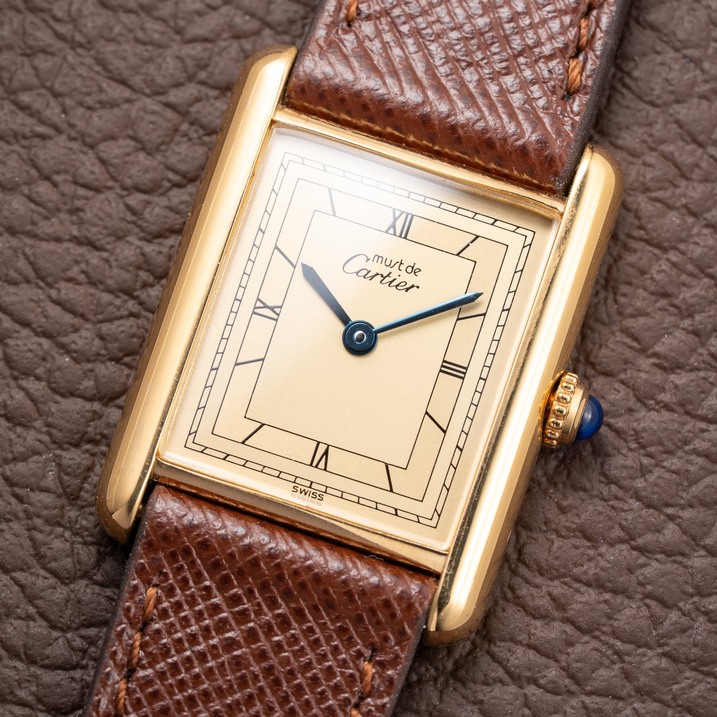 Cartier Tank Must de Art Deco Lemon Roman Dial Vermeil GM Ref. 6 81006 from 1990s