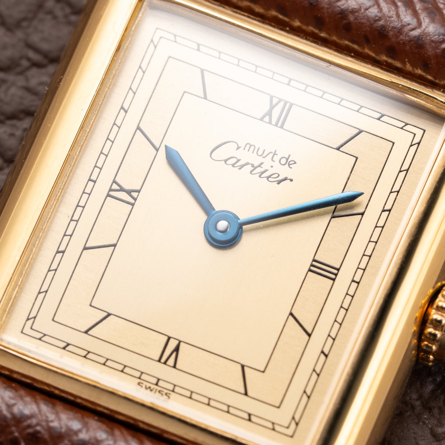 Cartier Tank Must de Art Deco Lemon Roman Dial Vermeil GM Ref. 6 81006 from 1990s