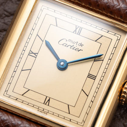 Cartier Tank Must de Art Deco Lemon Roman Dial Vermeil GM Ref. 6 81006 from 1990s