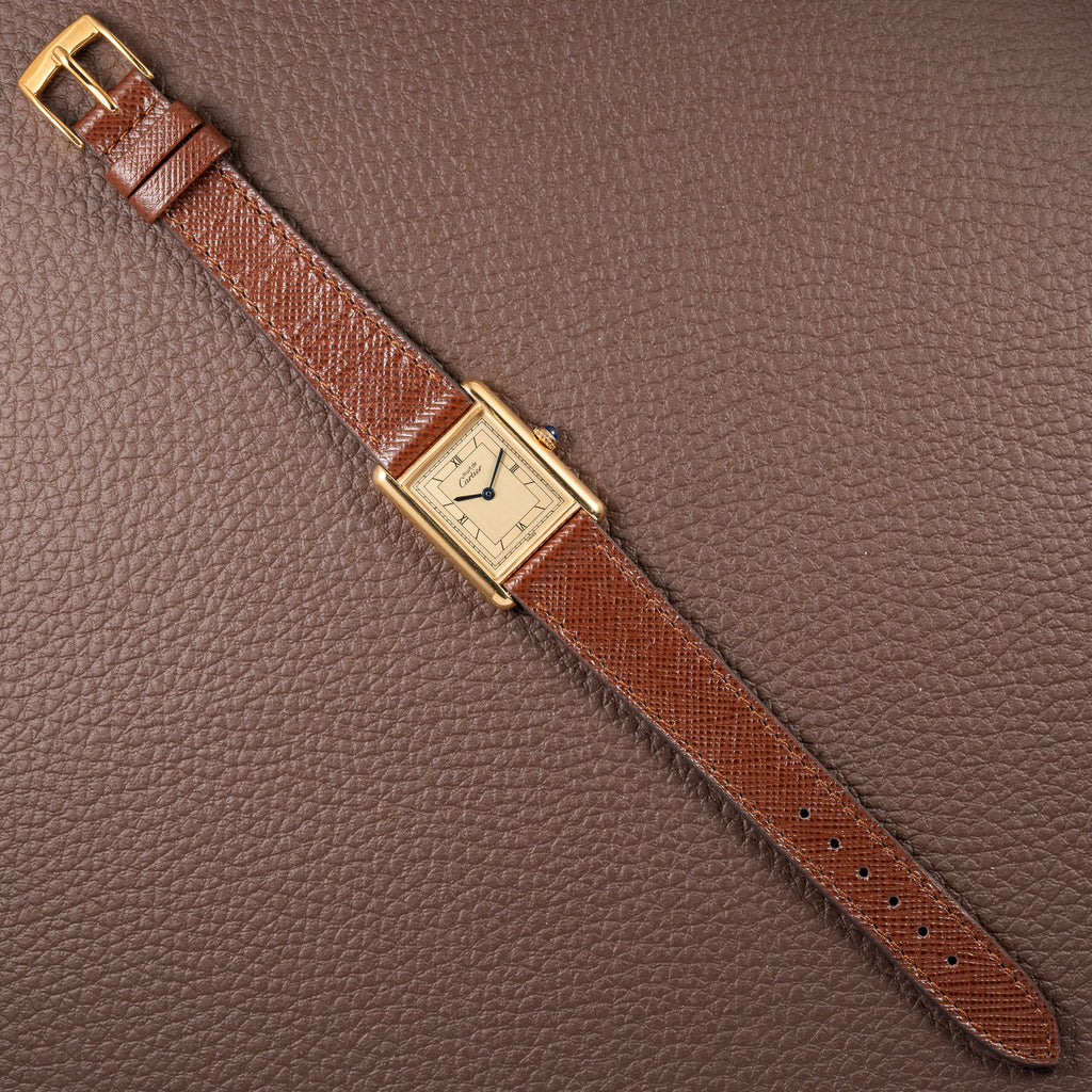 Cartier Tank Must de Art Deco Lemon Roman Dial Vermeil GM Ref. 6 81006 from 1990s