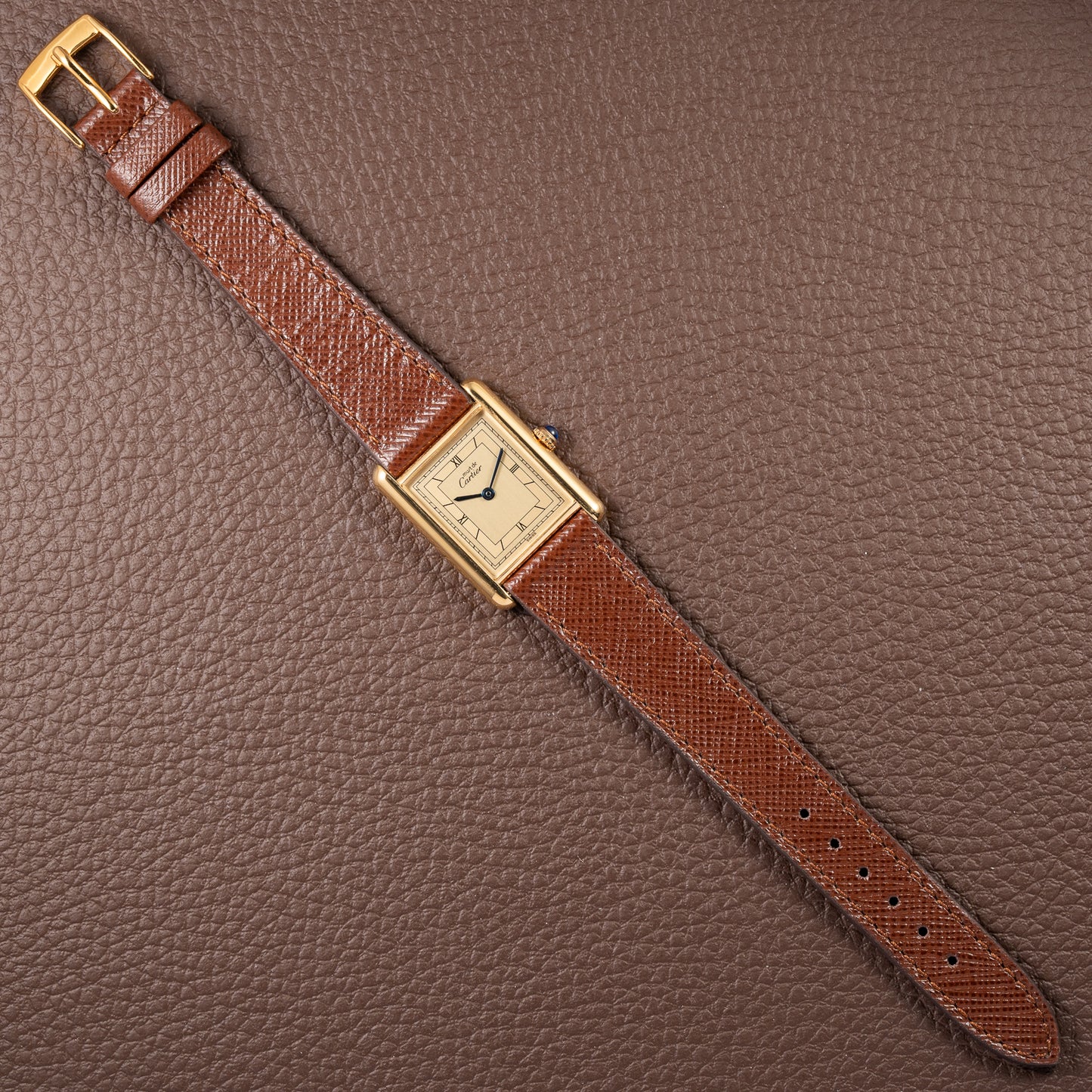 Cartier Tank Must de Art Deco Lemon Roman Dial Vermeil GM Ref. 6 81006 from 1990s