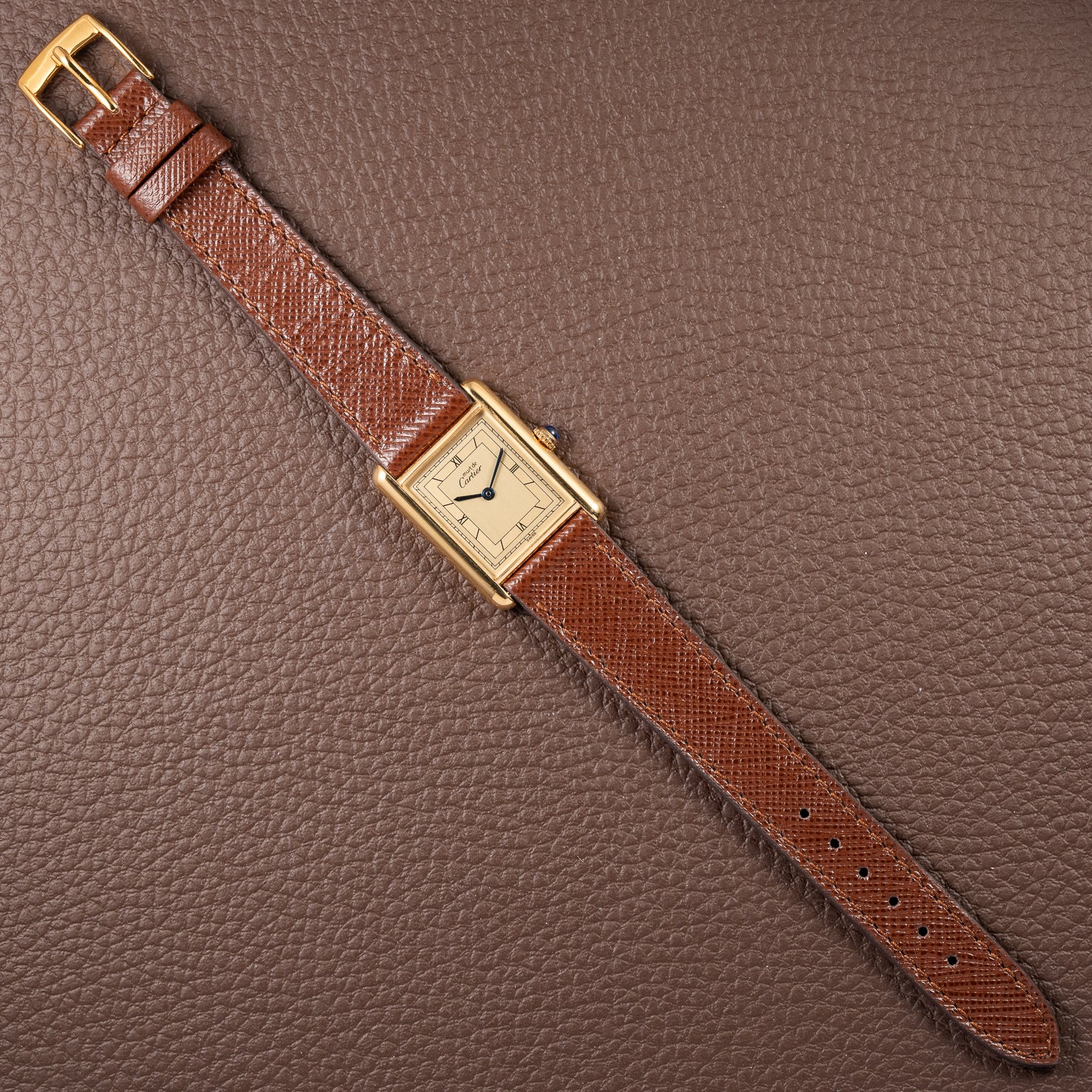 Cartier Tank Must de Art Deco Lemon Roman Dial Vermeil GM Ref. 6 81006 from 1990s