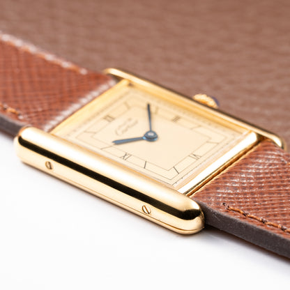 Cartier Tank Must de Art Deco Lemon Roman Dial Vermeil GM Ref. 6 81006 from 1990s