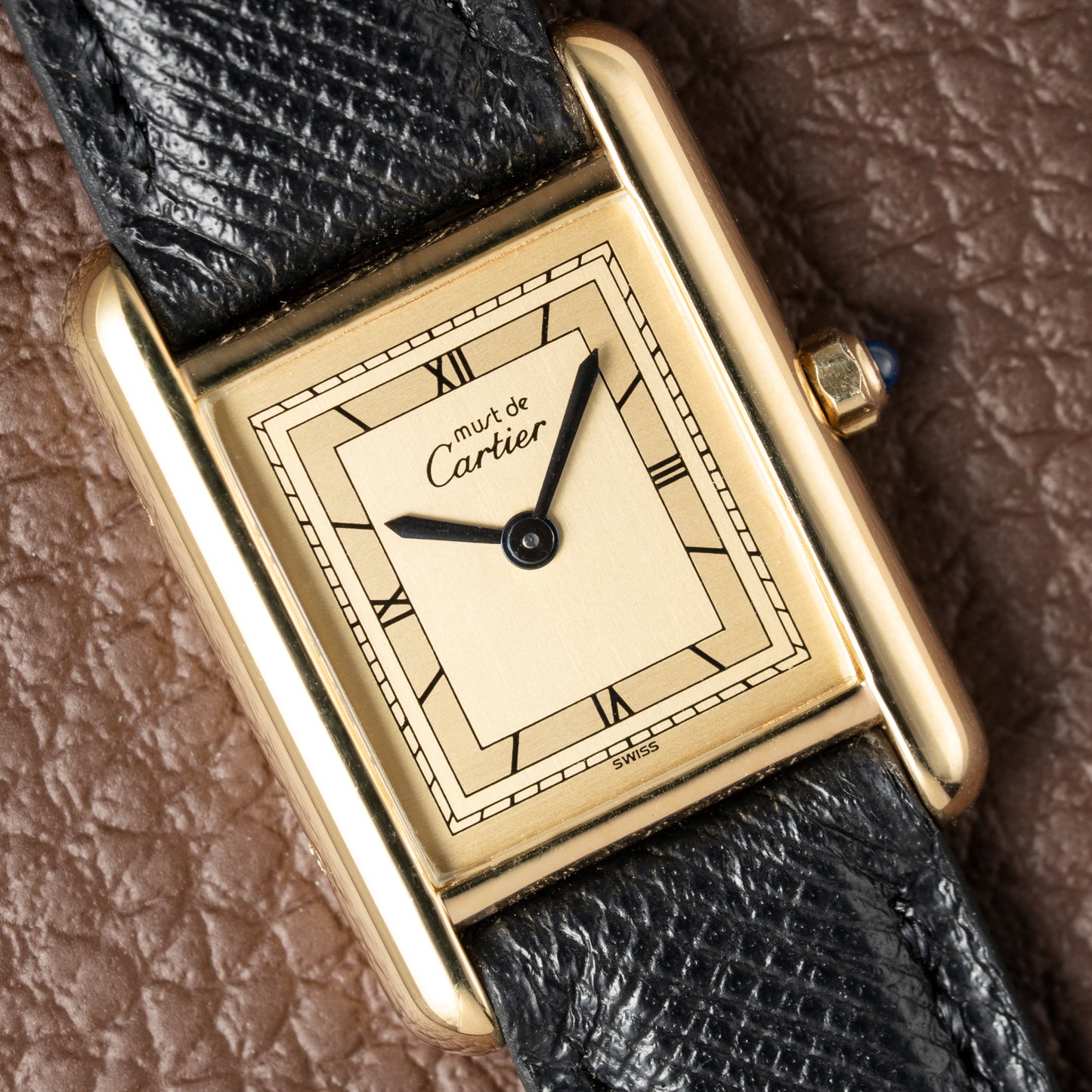 Cartier Must de Tank Vermeil Art Deco Roman Dial PM Reference 3 66001