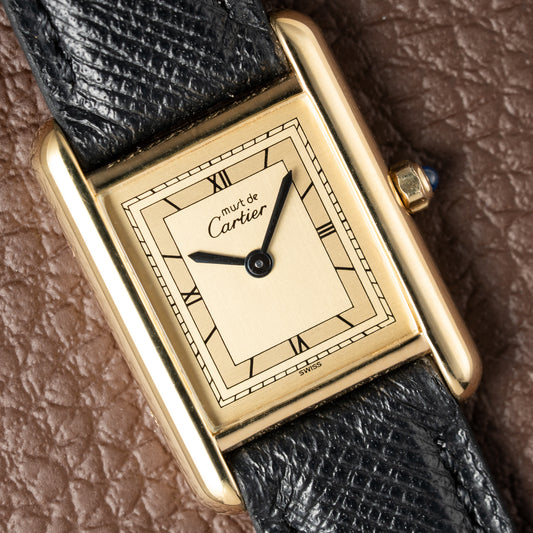 Cartier Must de Tank Vermeil Art Deco Roman Dial PM Reference 3 66001