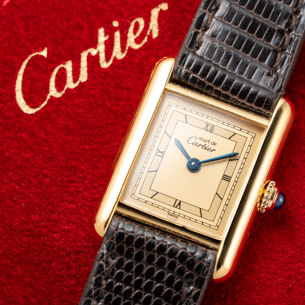 Cartier Tank Must de Vermeil Art Deco Roman Lemon Dial CARTIER SERVICED Ref. 3 66001