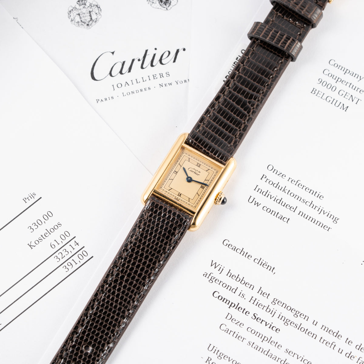 Cartier Tank Must de Vermeil Art Deco Roman Lemon Dial CARTIER SERVICED Ref. 3 66001