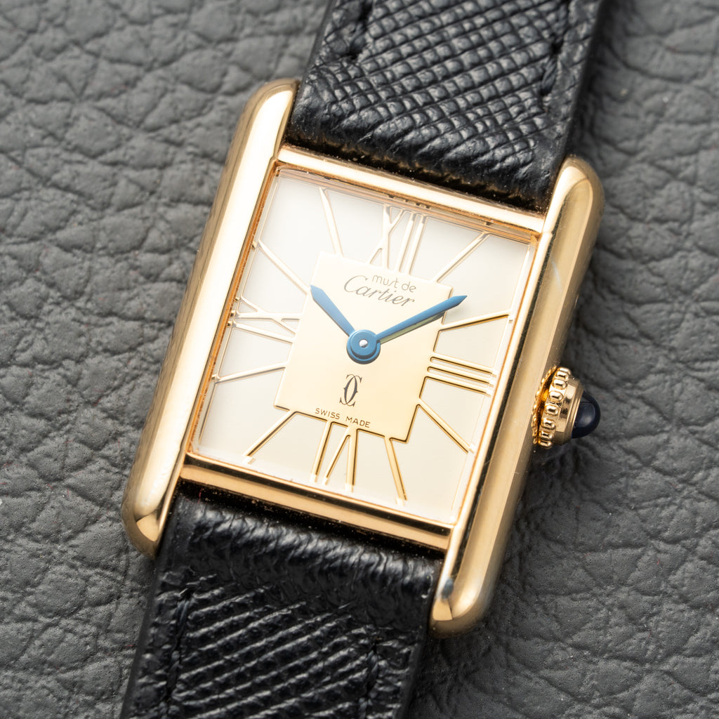 Cartier Must de Tank Vermeil Hollow Big Roman Mirror Dial Ref 3 66001 Quartz PM Cartier Service 2025