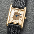Cartier Must de Tank Vermeil Hollow Big Roman Mirror Gold Dial Quartz PM Ref 3 66001