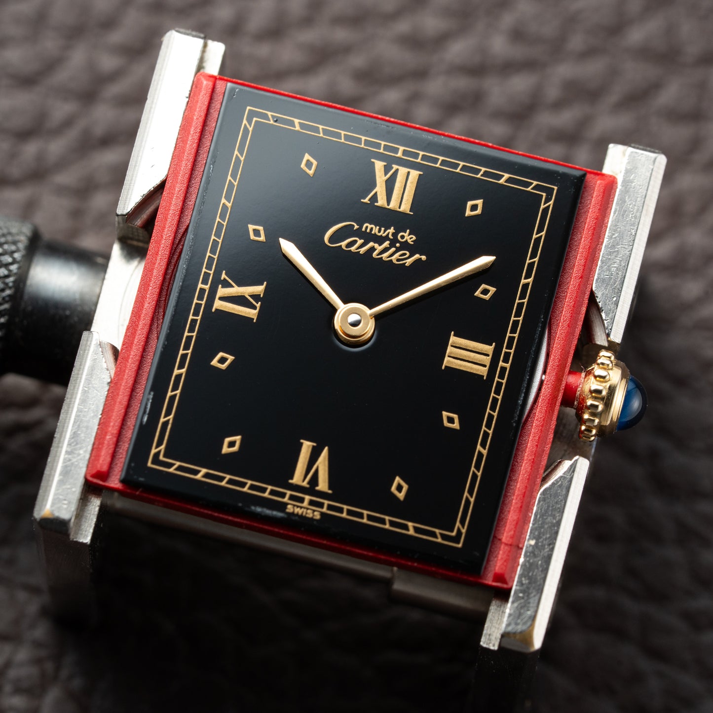Cartier Must de Tank Vermeil Black Glossy Art Deco Dial 1990s Ref. 590005