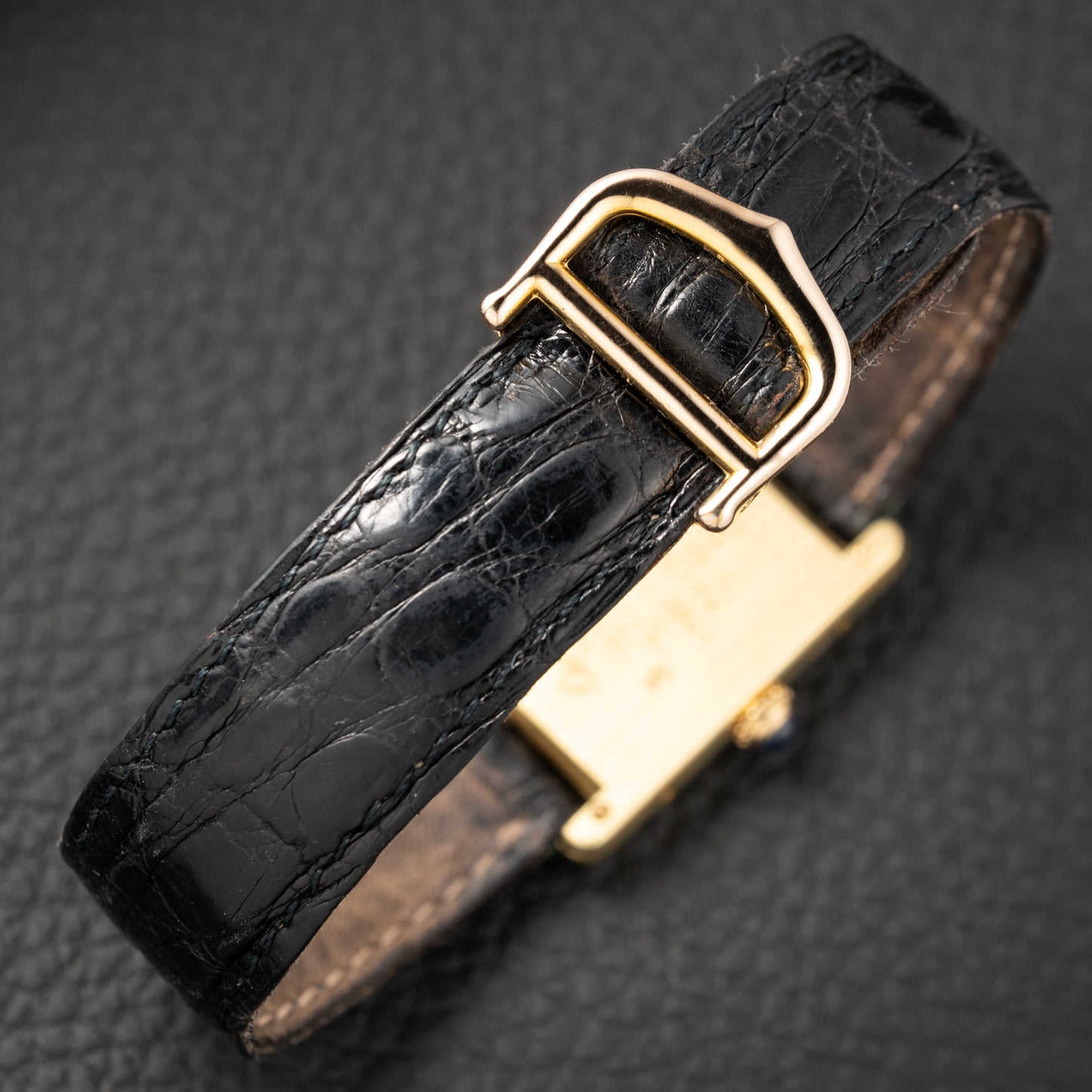 Cartier Must de Tank Vermeil Black Glossy Art Deco Dial 1990s Ref. 590005