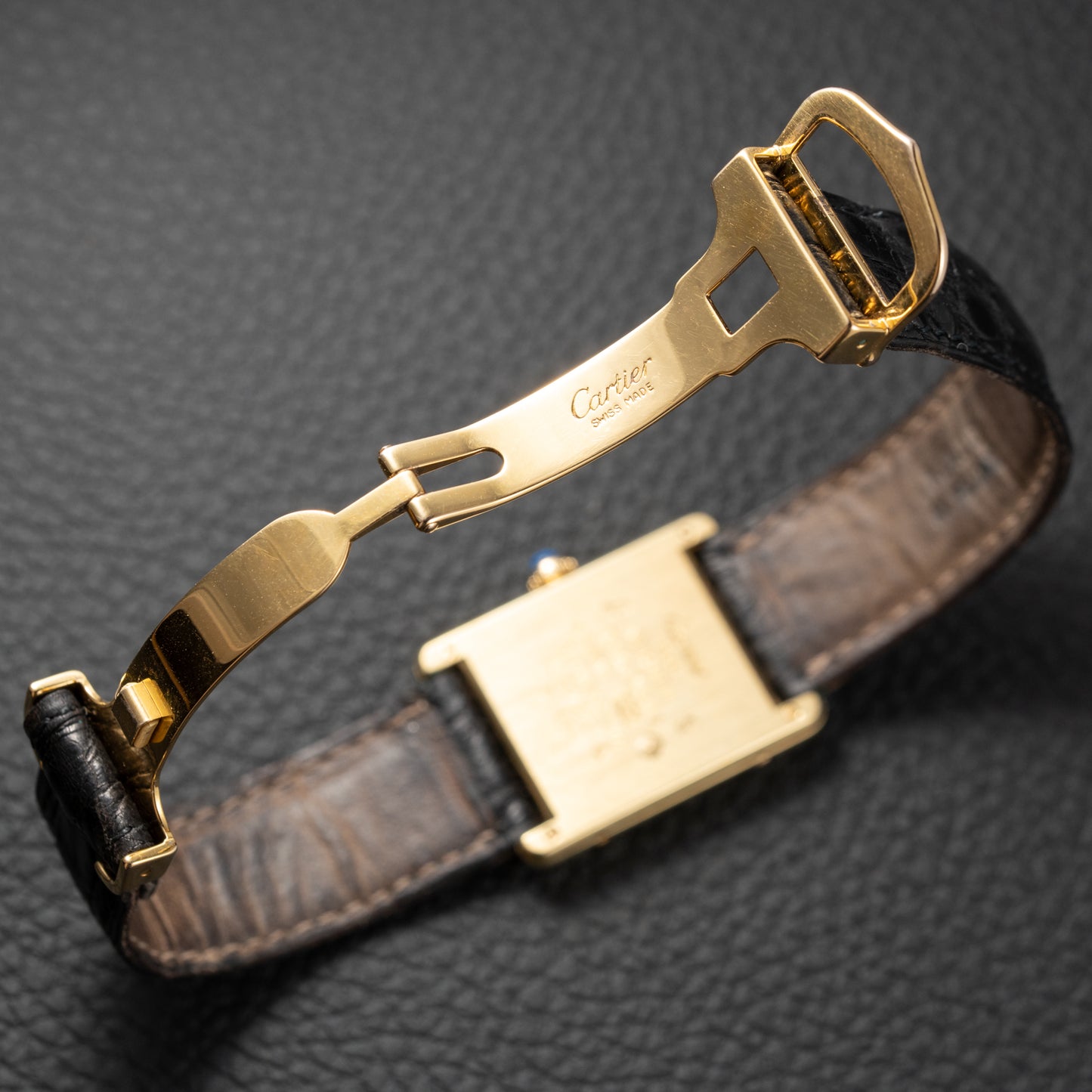 Cartier Must de Tank Vermeil Black Glossy Art Deco Dial 1990s Ref. 590005