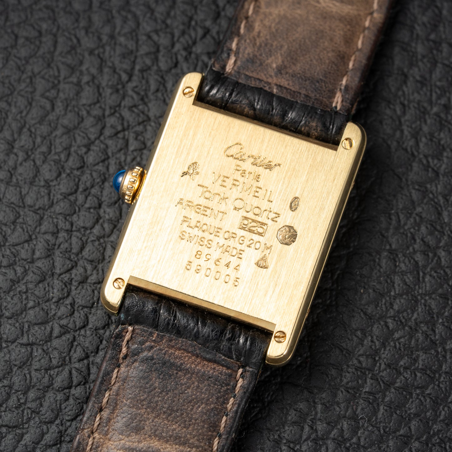 Cartier Must de Tank Vermeil Black Glossy Art Deco Dial 1990s Ref. 590005