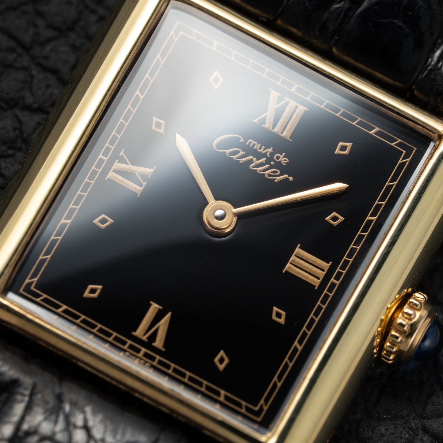 Cartier Must de Tank Vermeil Black Glossy Art Deco Dial 1990s Ref. 590005