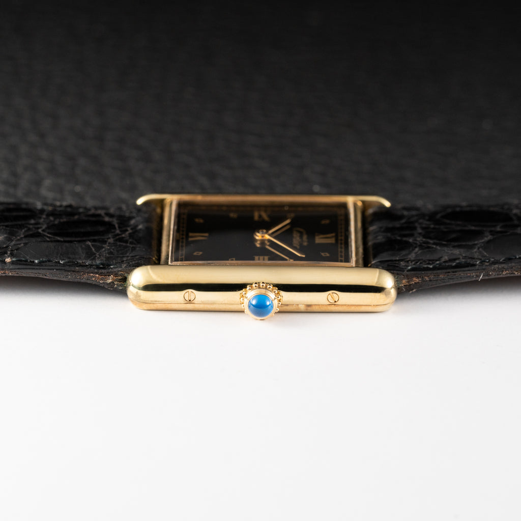 Cartier Must de Tank Vermeil Black Glossy Art Deco Dial 1990s Ref. 590005