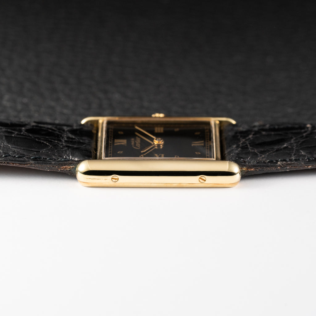 Cartier Must de Tank Vermeil Black Glossy Art Deco Dial 1990s Ref. 590005