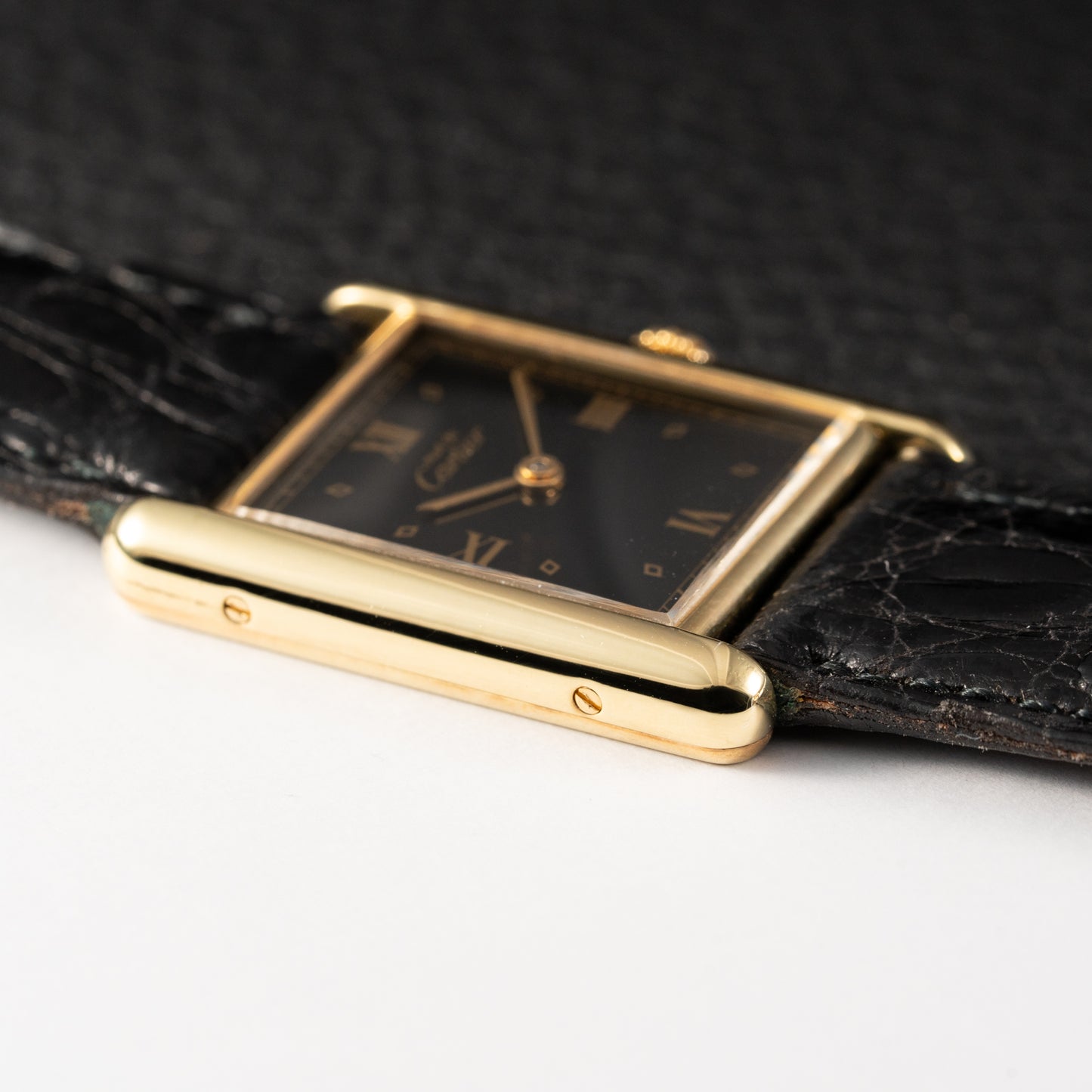Cartier Must de Tank Vermeil Black Glossy Art Deco Dial 1990s Ref. 590005